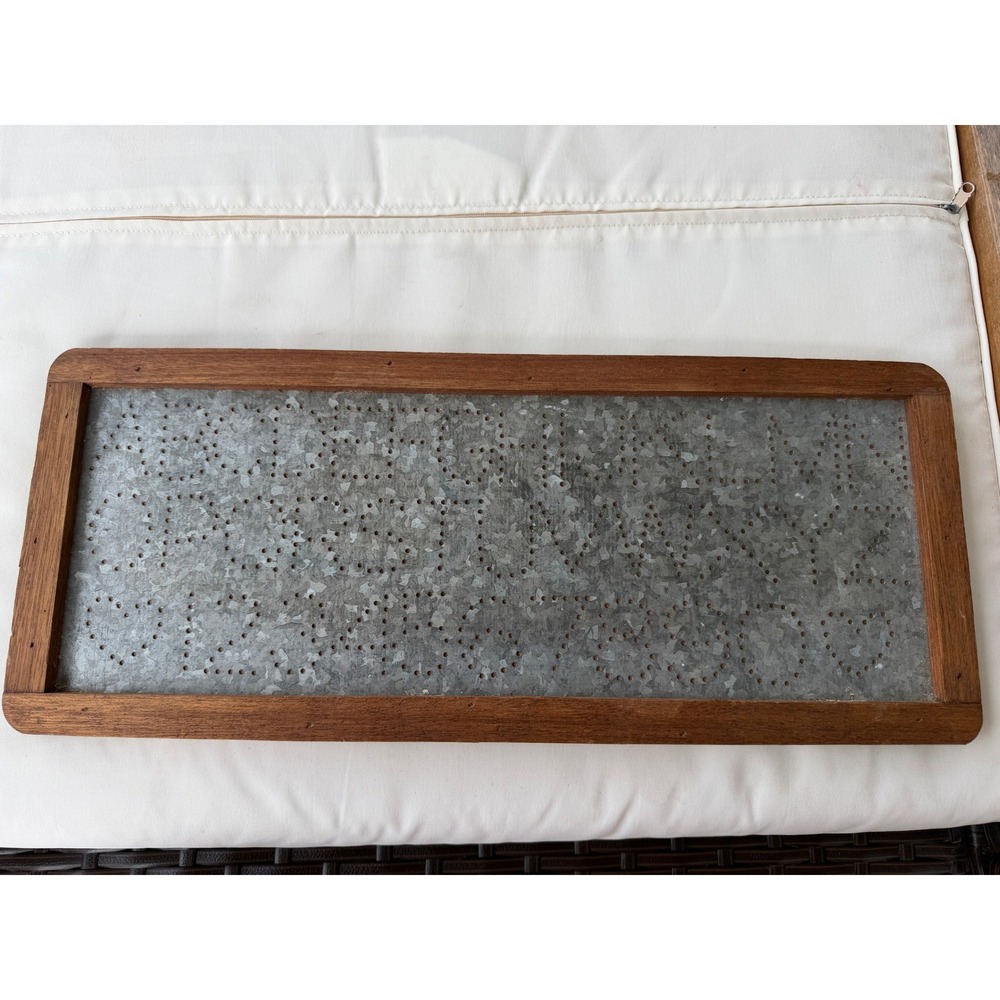 Vintage Rustic Punched Tin Star Wall Decor Wood Cottage Core 16.5x7.25
